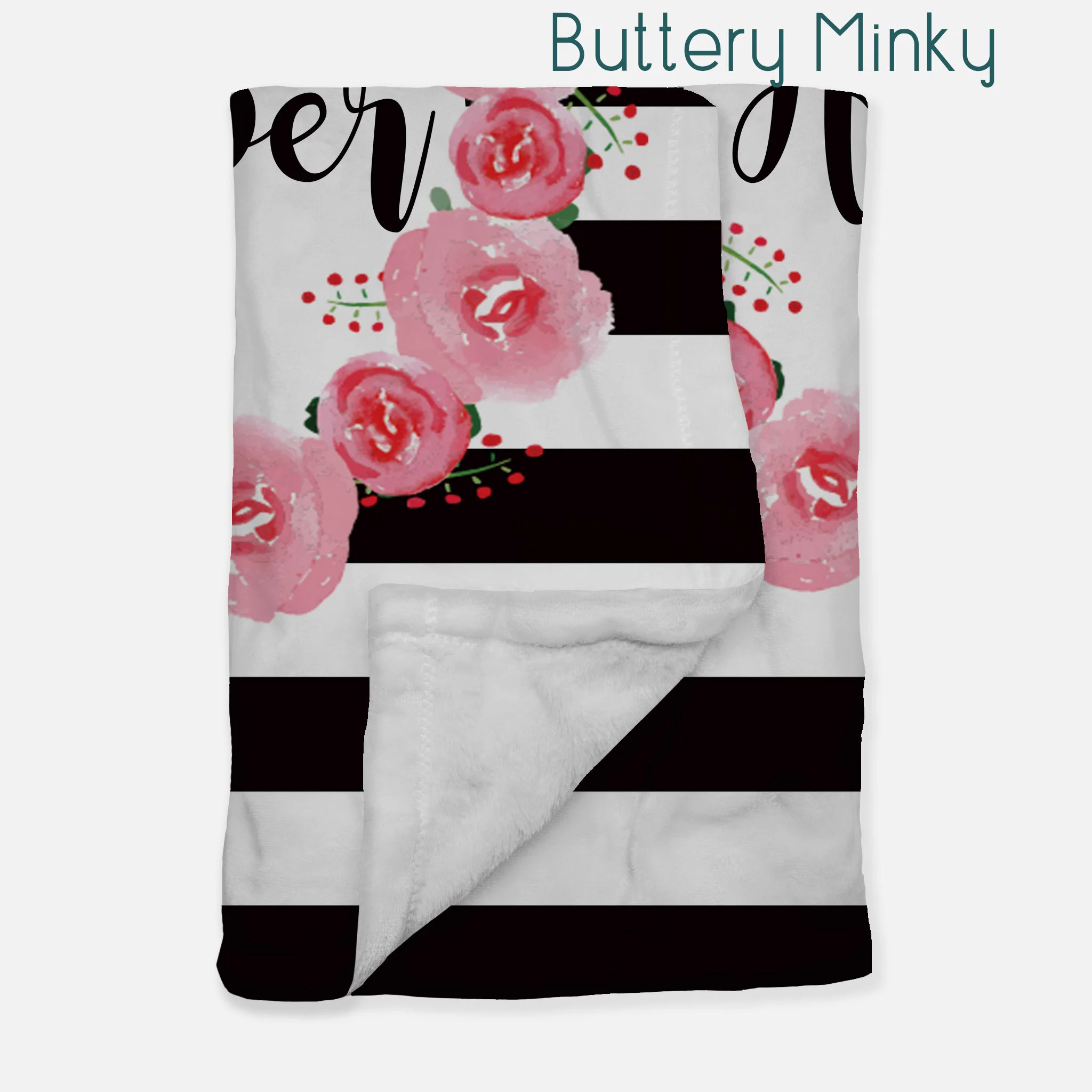 Black and white striped floral baby blanket — Alphadorable Custom