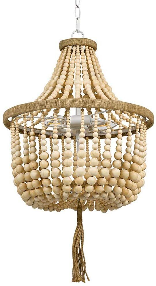 wood bead boho chandelier