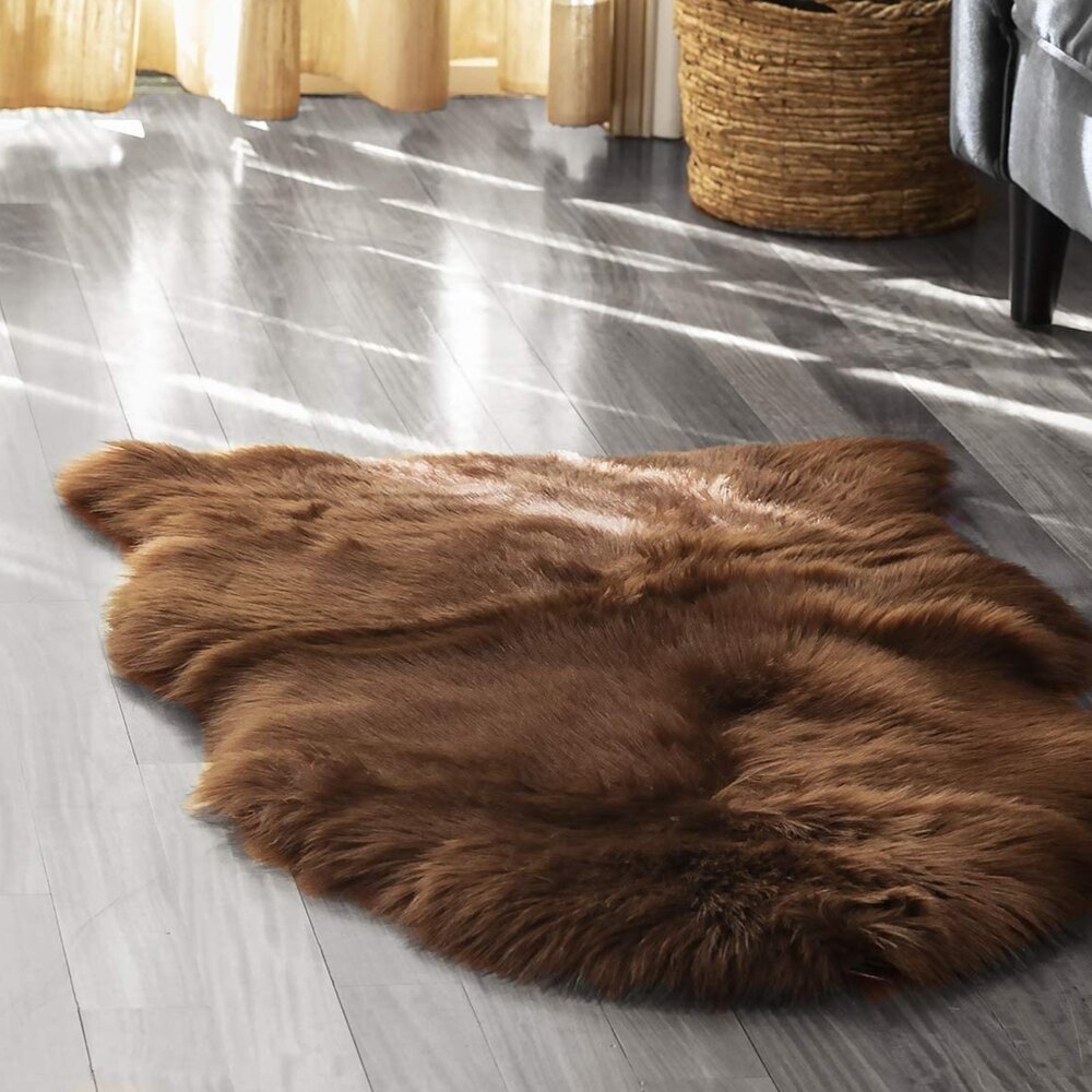 brown faux sheepskin rug
