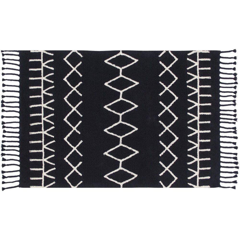 black and white boho rug