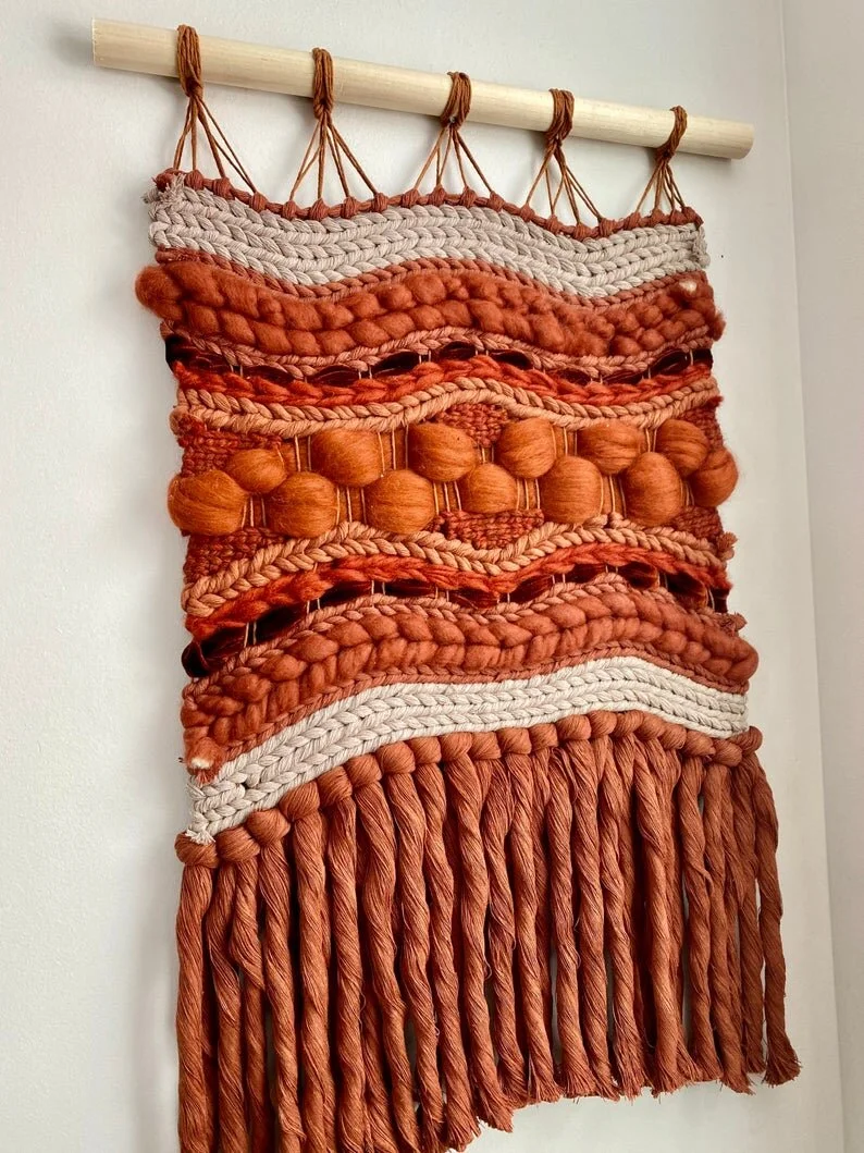 rust wall tapestry macrame
