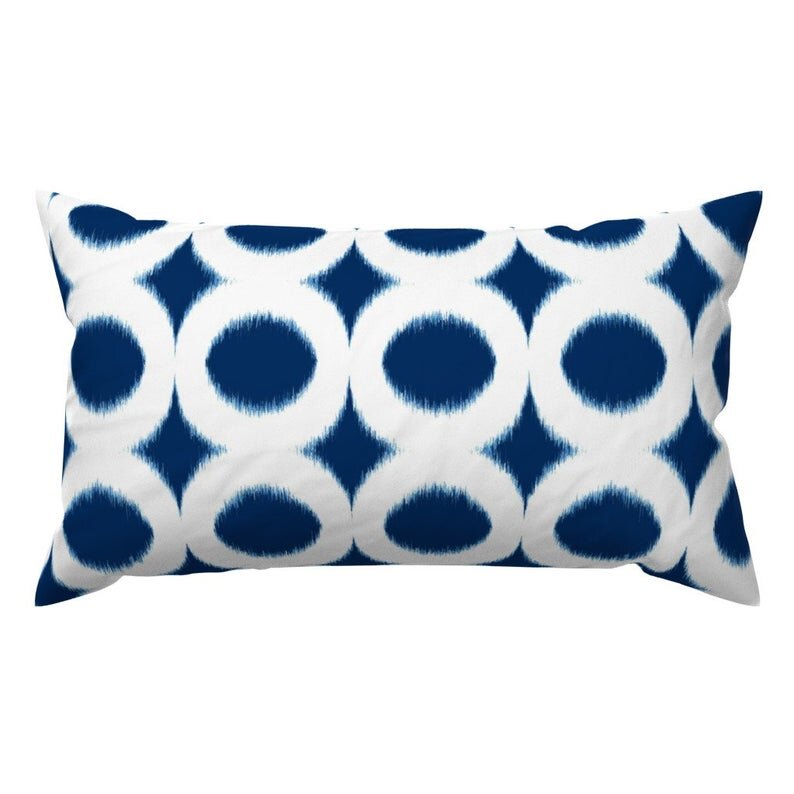 ikat blue and white cushion