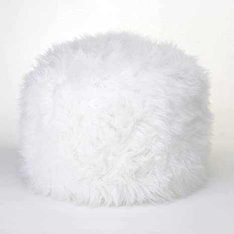 white fluffy pouf