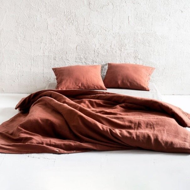 rust  linen bedding