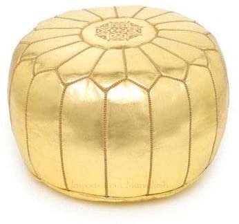 gold leather pouf