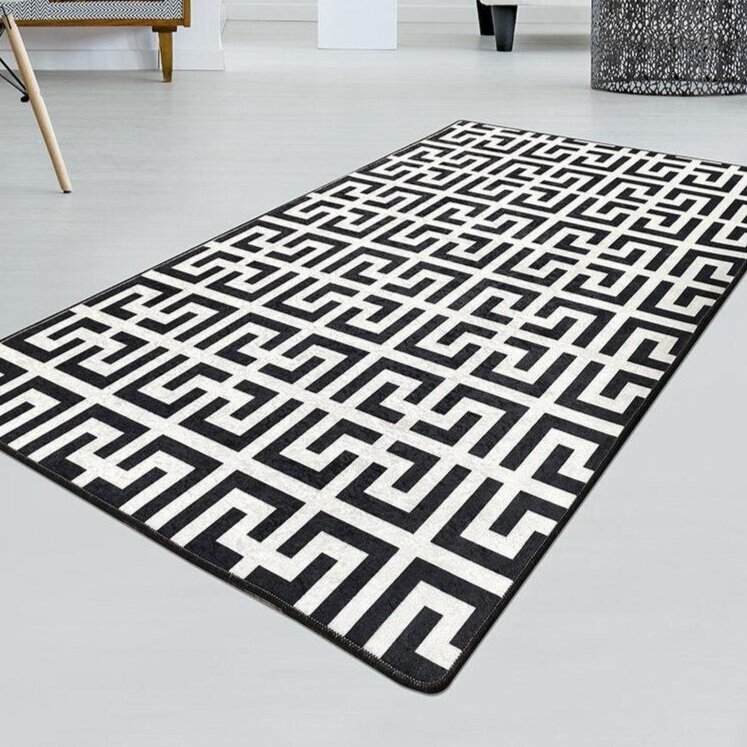 black and white geometric rug