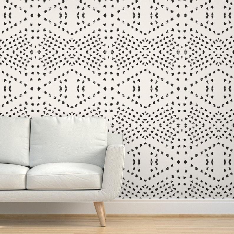 boho dots black and white wallpaper