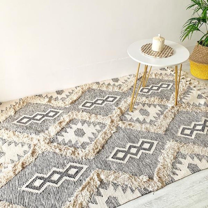 grey and cream boho rug