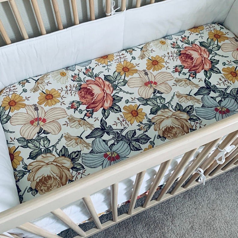 vintage floral crib sheet