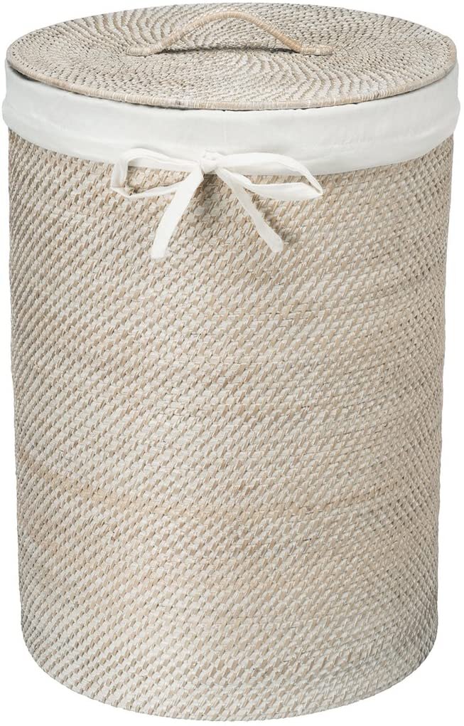 wicker laundry basket with lid