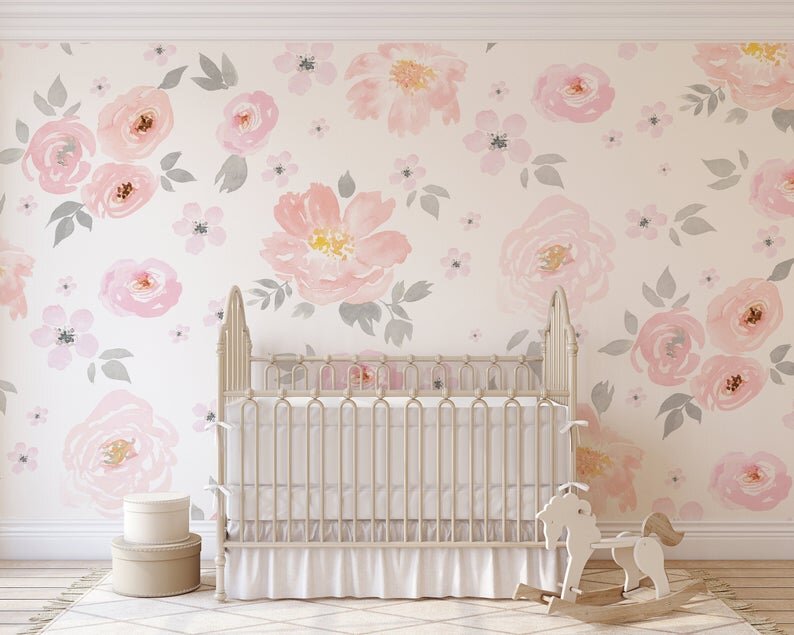 jolie floral wallpaper peach pink