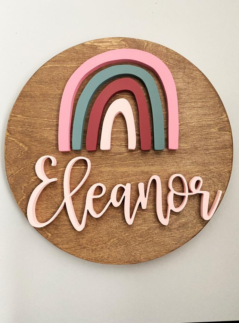 boho rainbow nursery sign