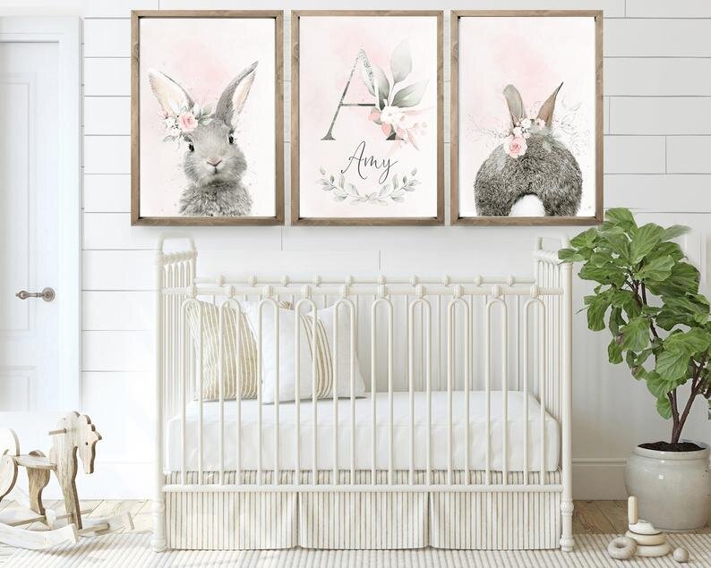 bunny nursery art personalized