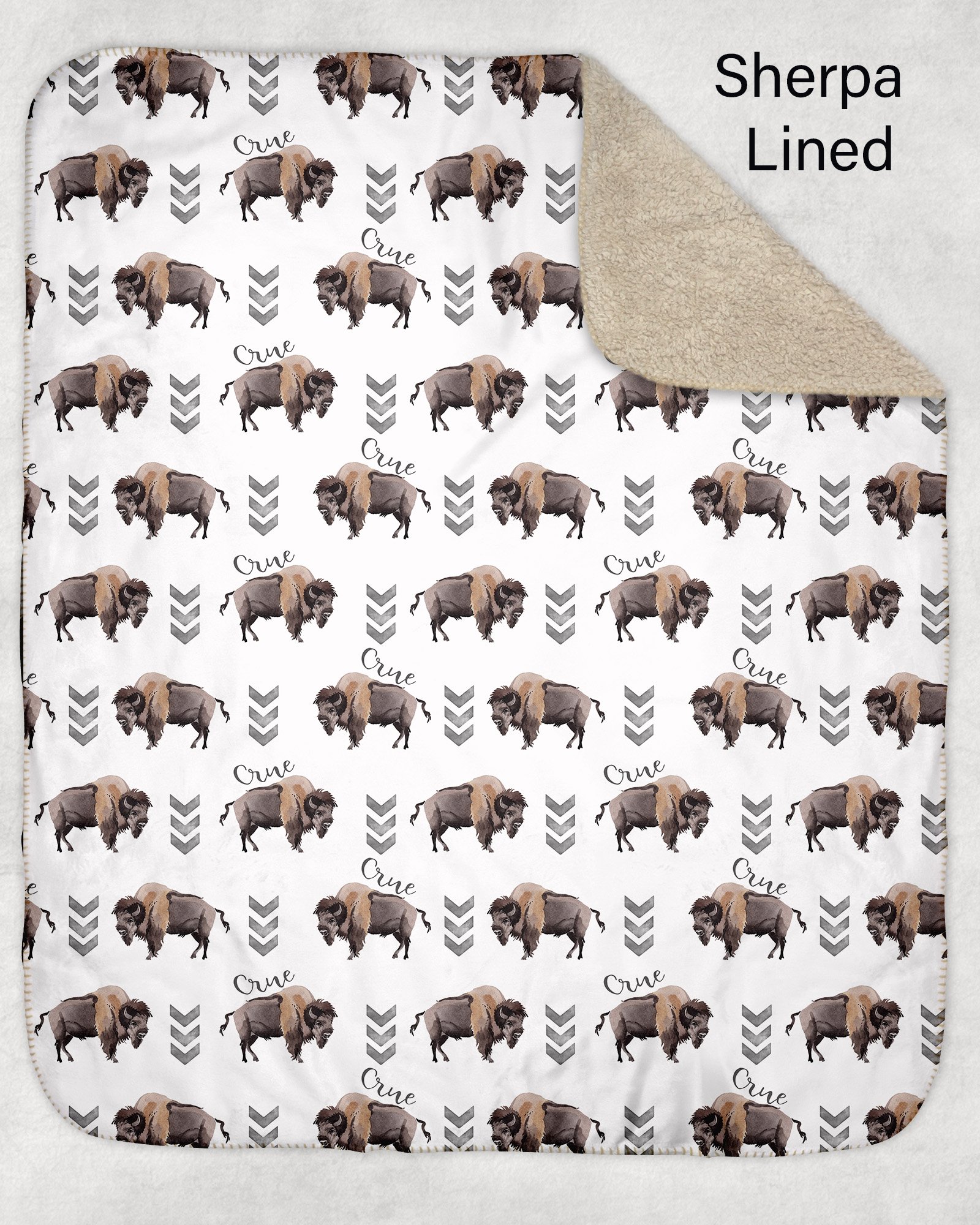 Bison Baby Blanket Fleece & Sherpa