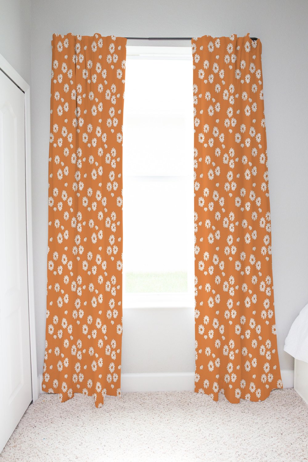 retro 1970s patterned curtains for nursery