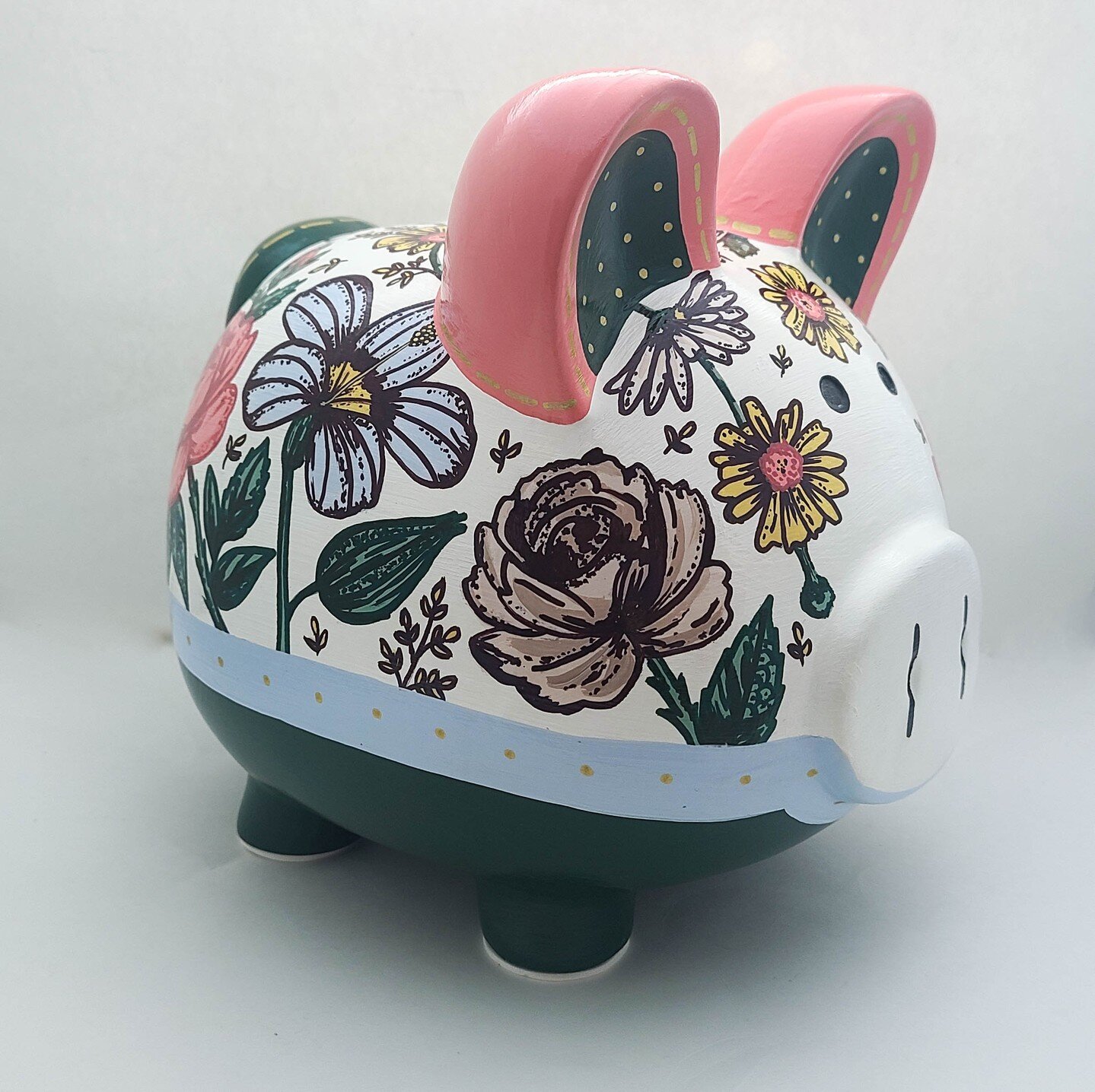 This Vintage Floral piggy bank is the perfect addition to a boho floral nursery!