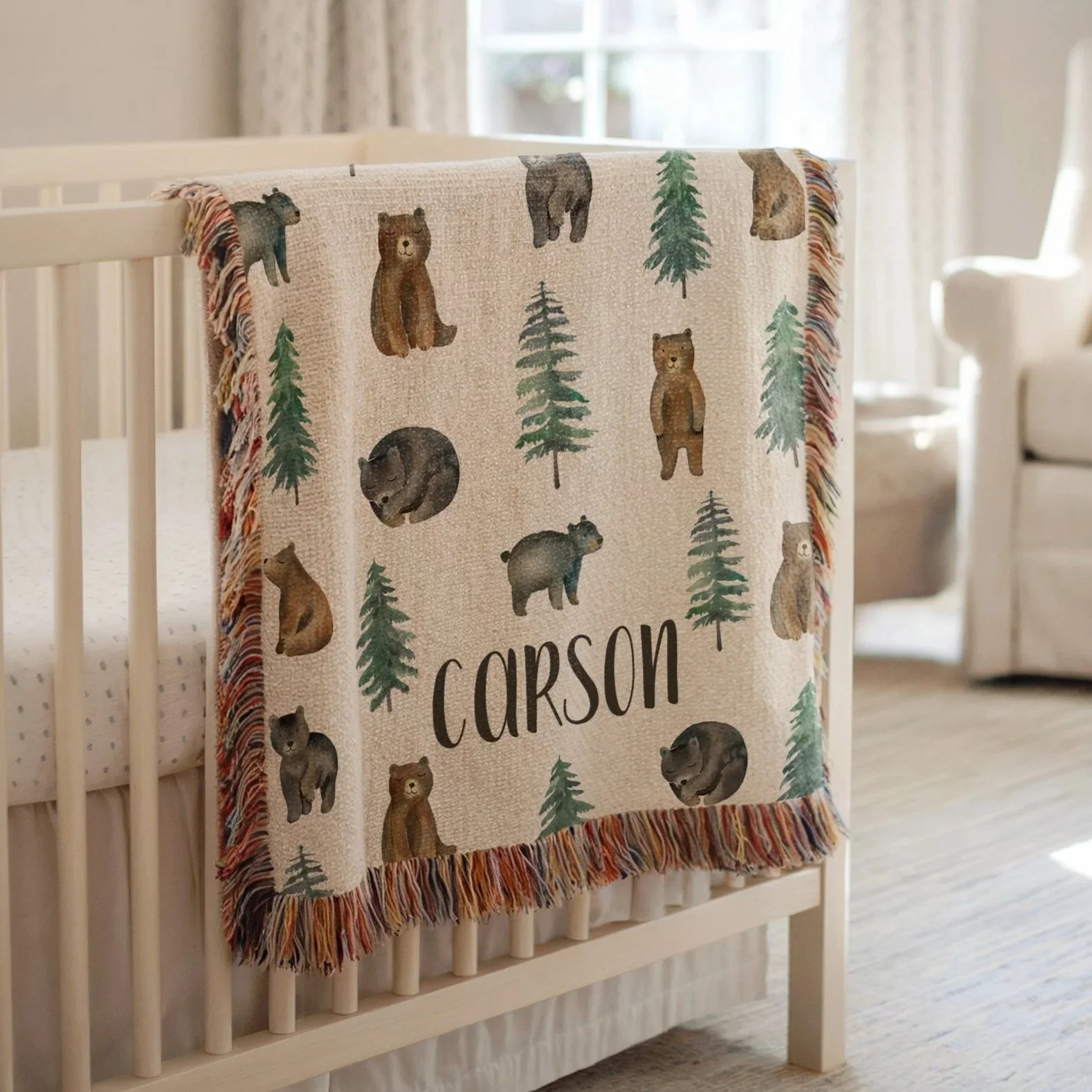 Bear Tracks:  Heirloom Knit Woodland Baby Blanket