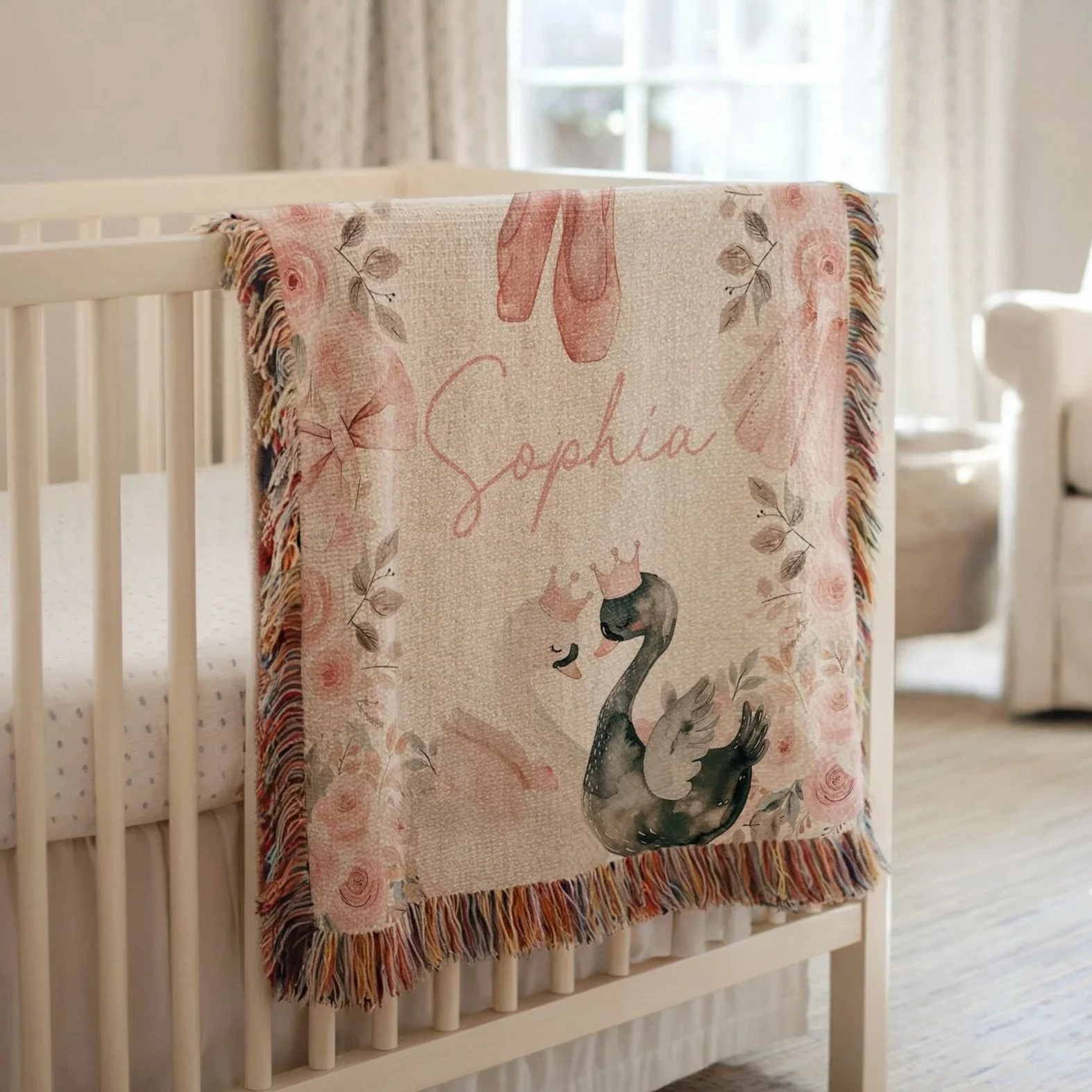 Tiny Twirls:  Heirloom Knit Ballet Baby Blanket