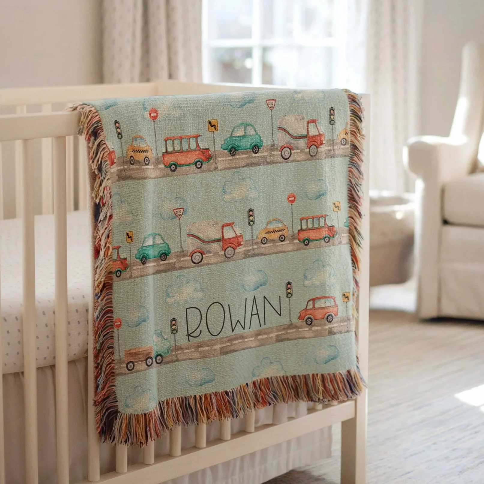 Road Trip: Cars & Trucks Heirloom Knit Baby Blanket