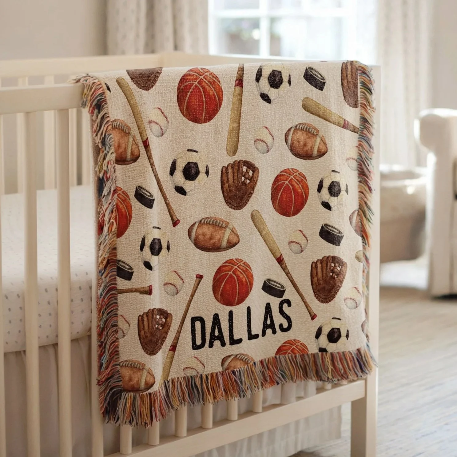 All Star Sports: Heirloom Knit Baby Blanket in Beige