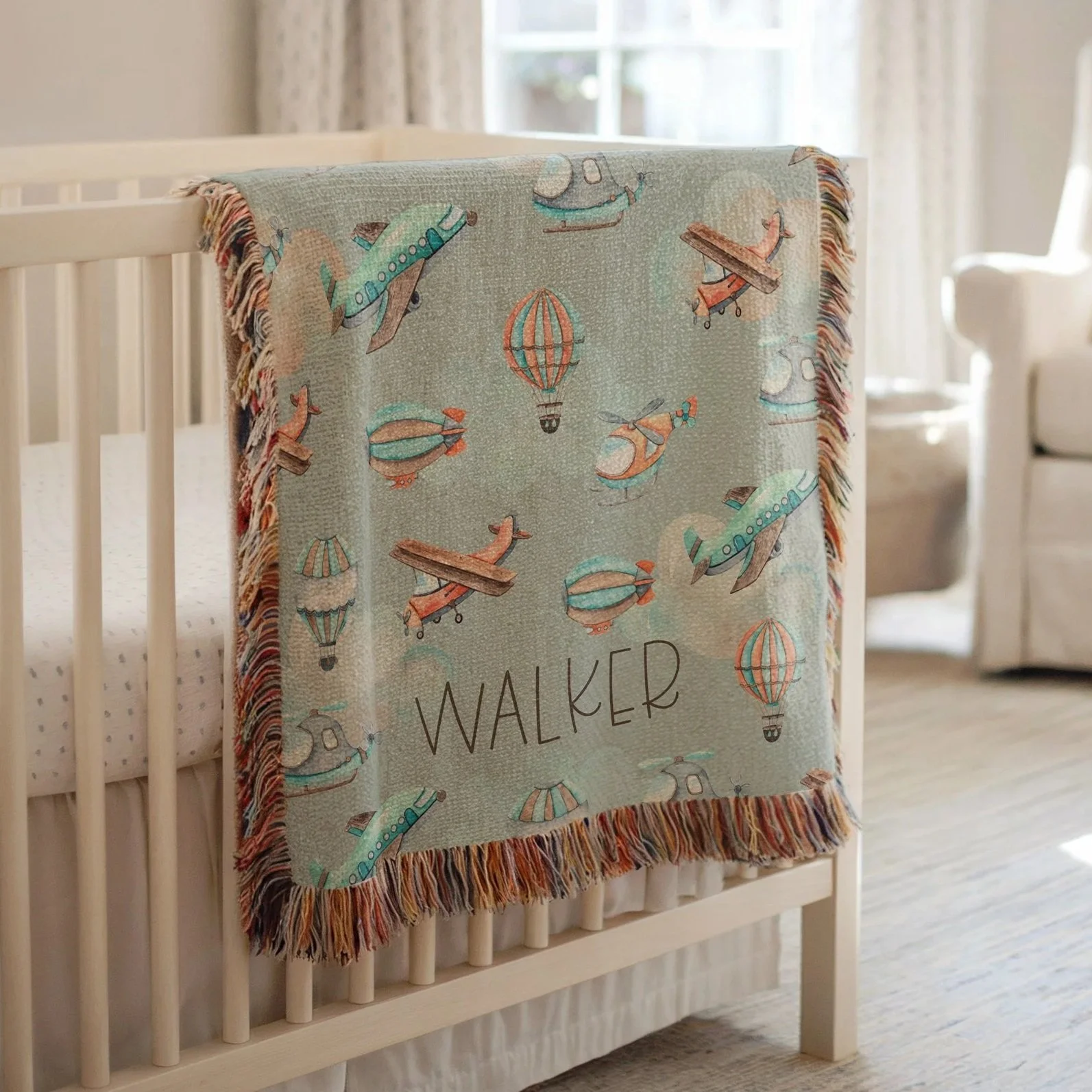 Cloud Hopper: Heirloom Knit Airplane Baby Blanket