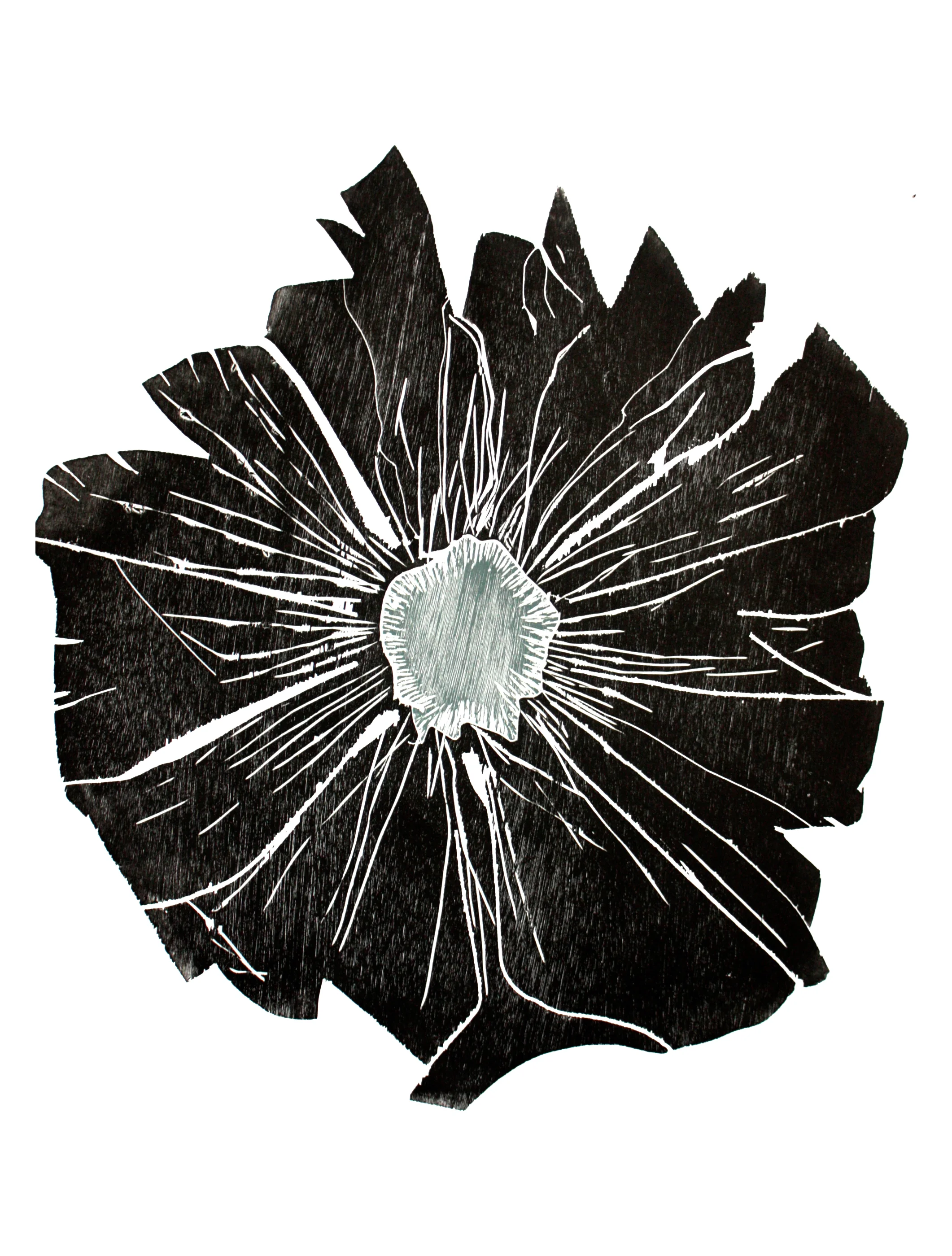  Black Flower Head 2014 - 76 x 56 cm - Woodcut Edition of 5 