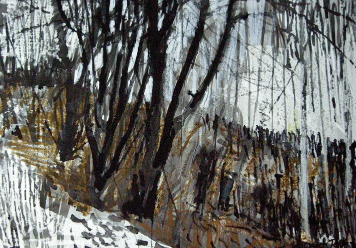  Wood Series Drawing 5 2006 - Ink and Wax Drawing - 30 x 42 cm 