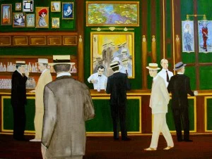 "Cafe des Arts" Mixed Media on Canvas 48" x 36" Andres Conde