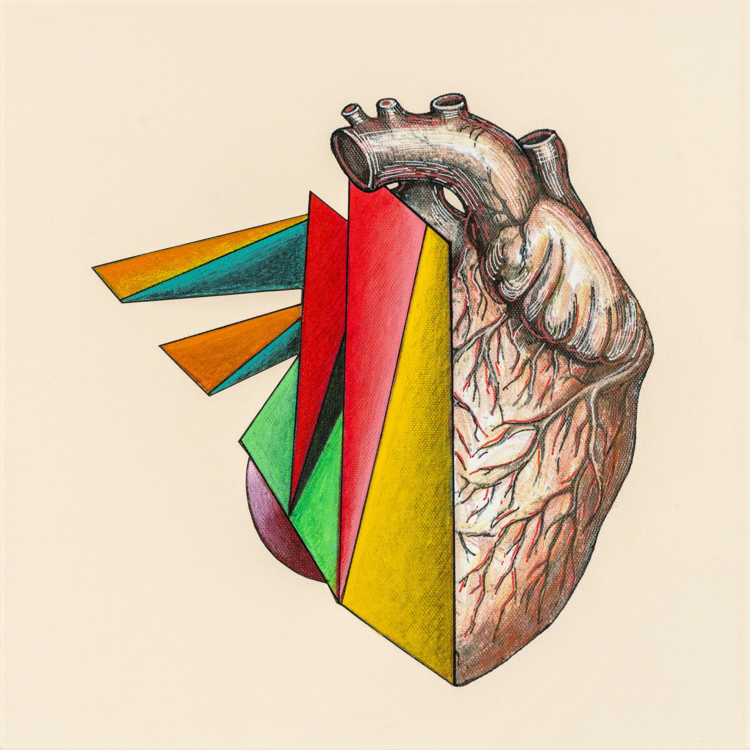 Ivonne Ferrer. Divided heart III, 2023. Mix media canvas, 12 x 12 in.jpg