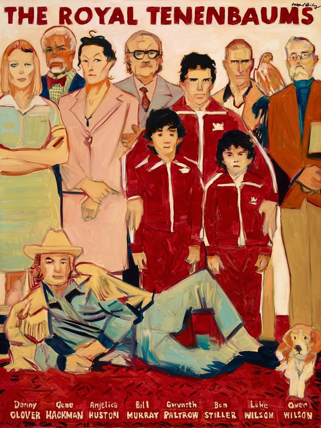 A painting of a movie poster of The Royal Tennenbaums by American artist Clifford Bailey, at Conde Contemporary art gallery.