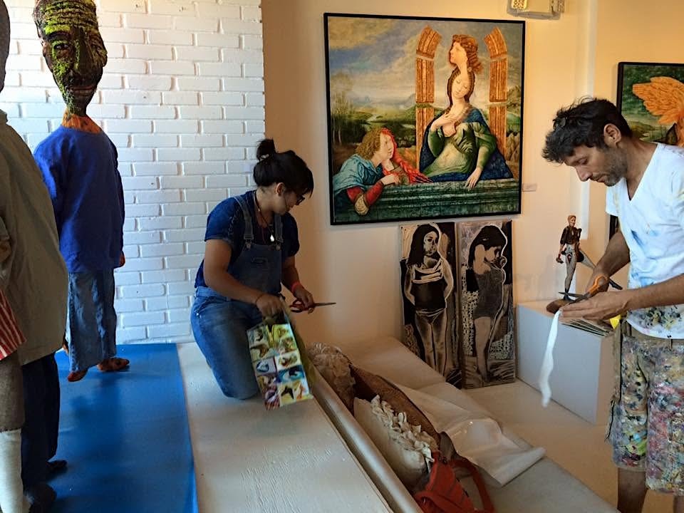 A photo of Cuban artists Andrés Conde and Aurora Molina at Conde Contemporary in its first location in Little Havana.