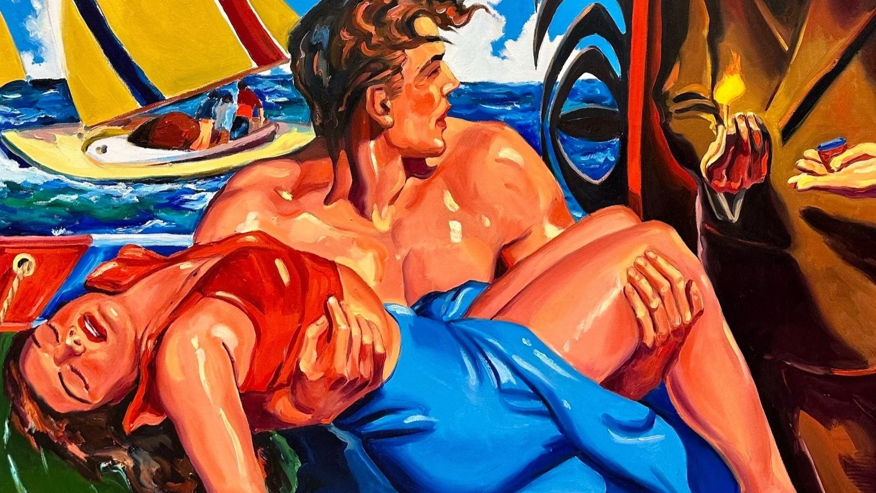 An image of a detail of the painting The Savior of the Spring by artist Ciro Quintana at Conde Contemporary
