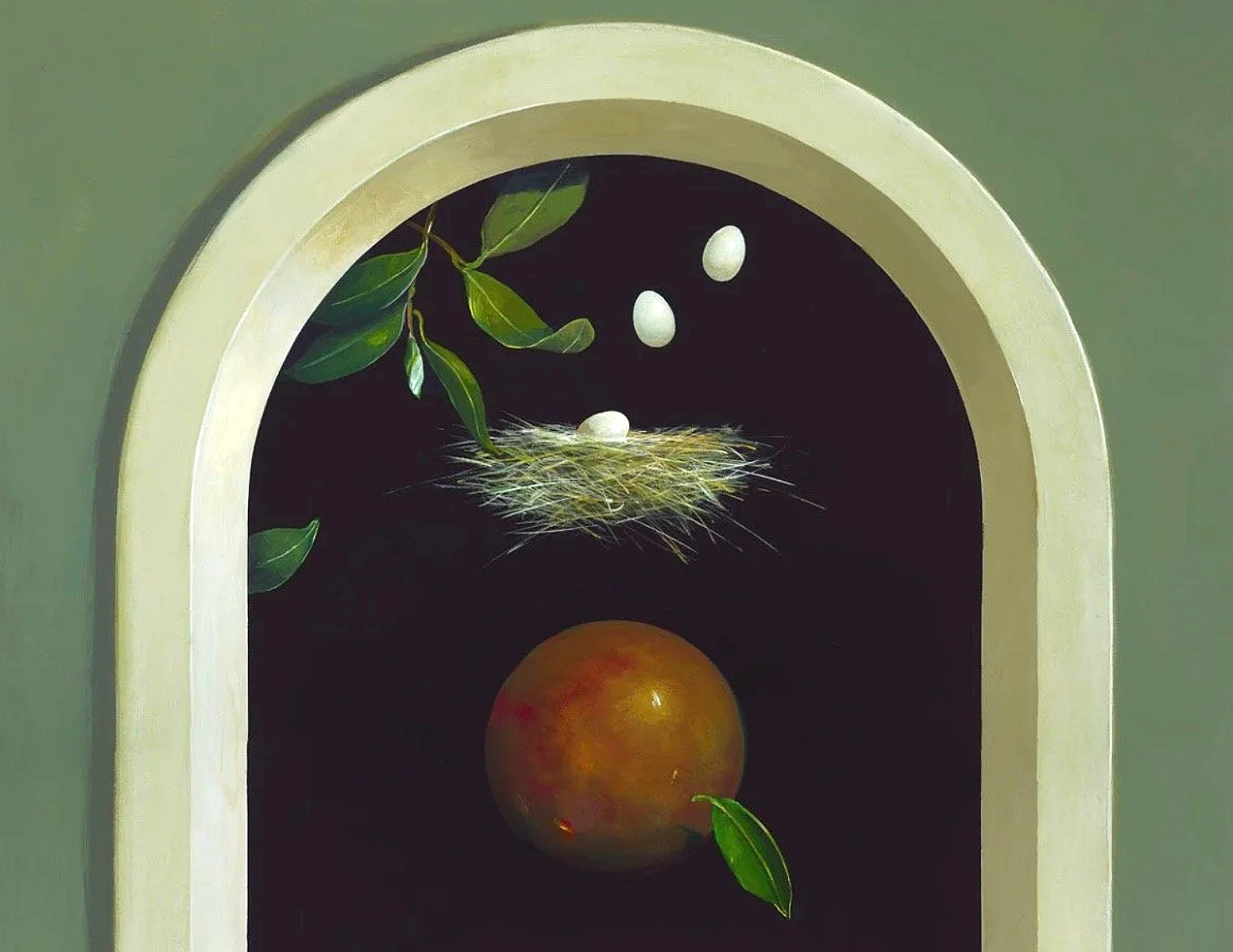 A detail shot of the painting Rising Quietly by contemporary American painter Jeff Faust, for Conde Contemporary.