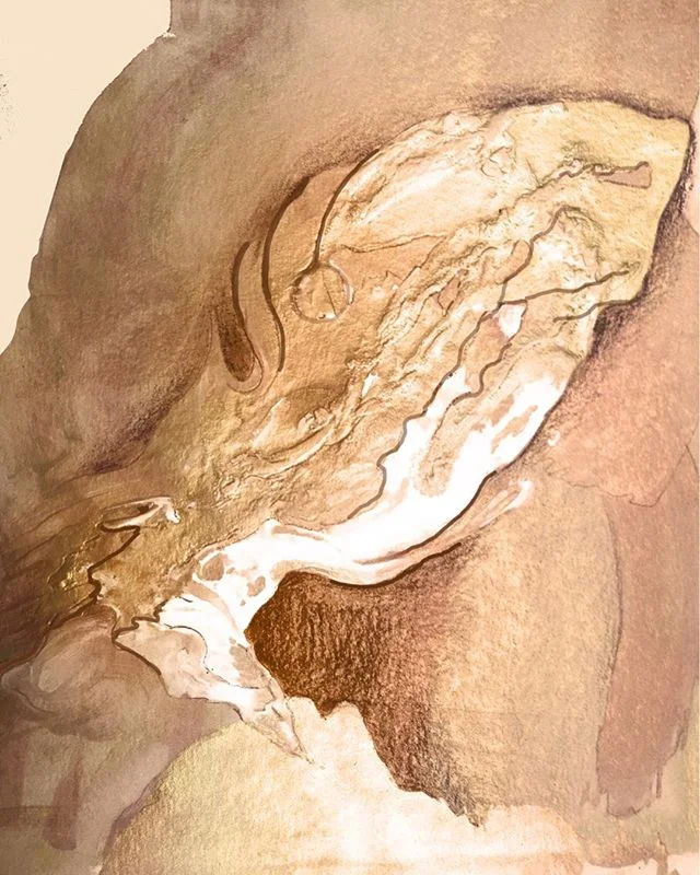 You're in a white dress, slowly walking through a pool of golden liquid. As you move, you create ripples of sacred geometric patterns in the golden spring. The water is waist-high, and your feet still touch the bottom, but you're approaching the deep