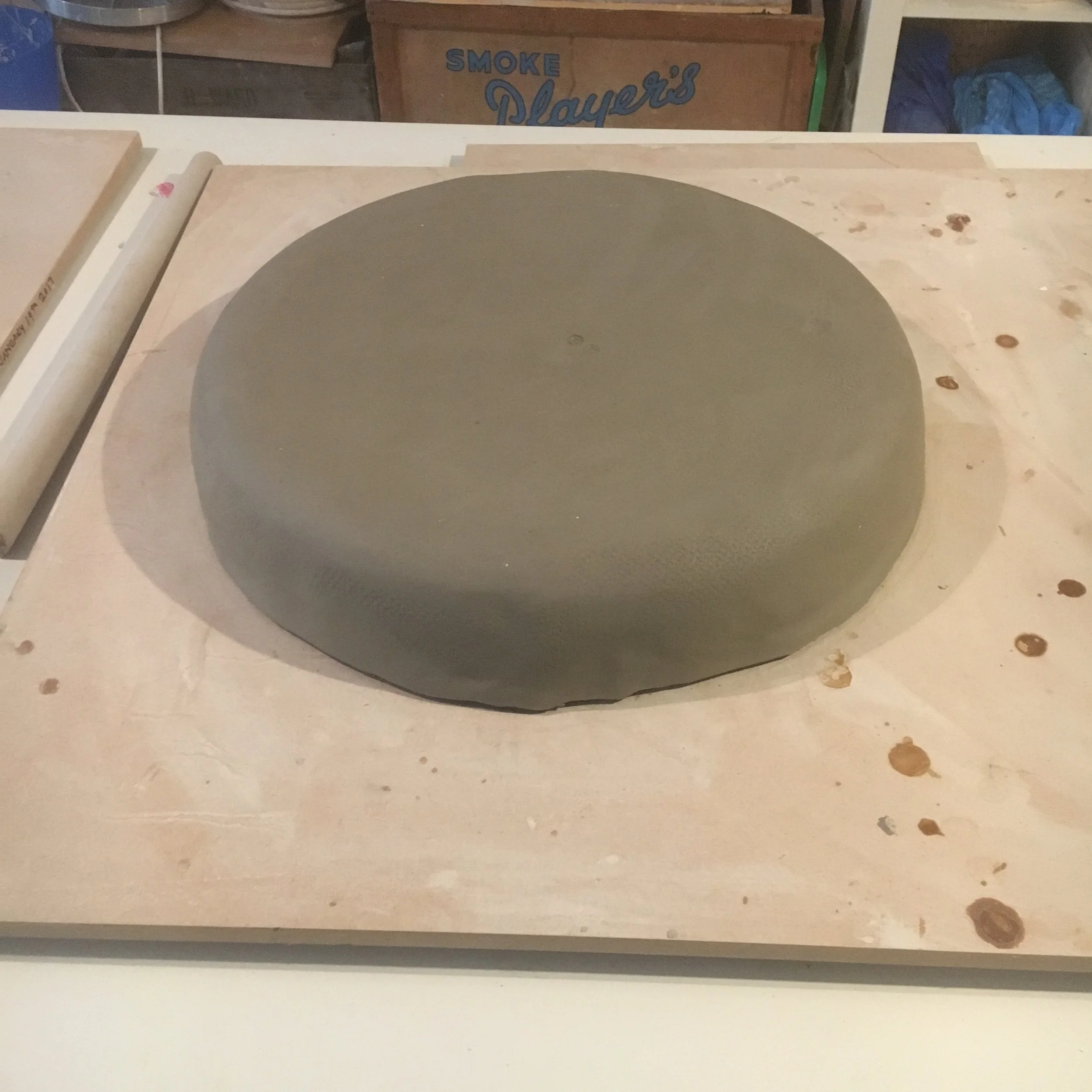 The most enormous bowl made on a hump mould with screenprint inside....