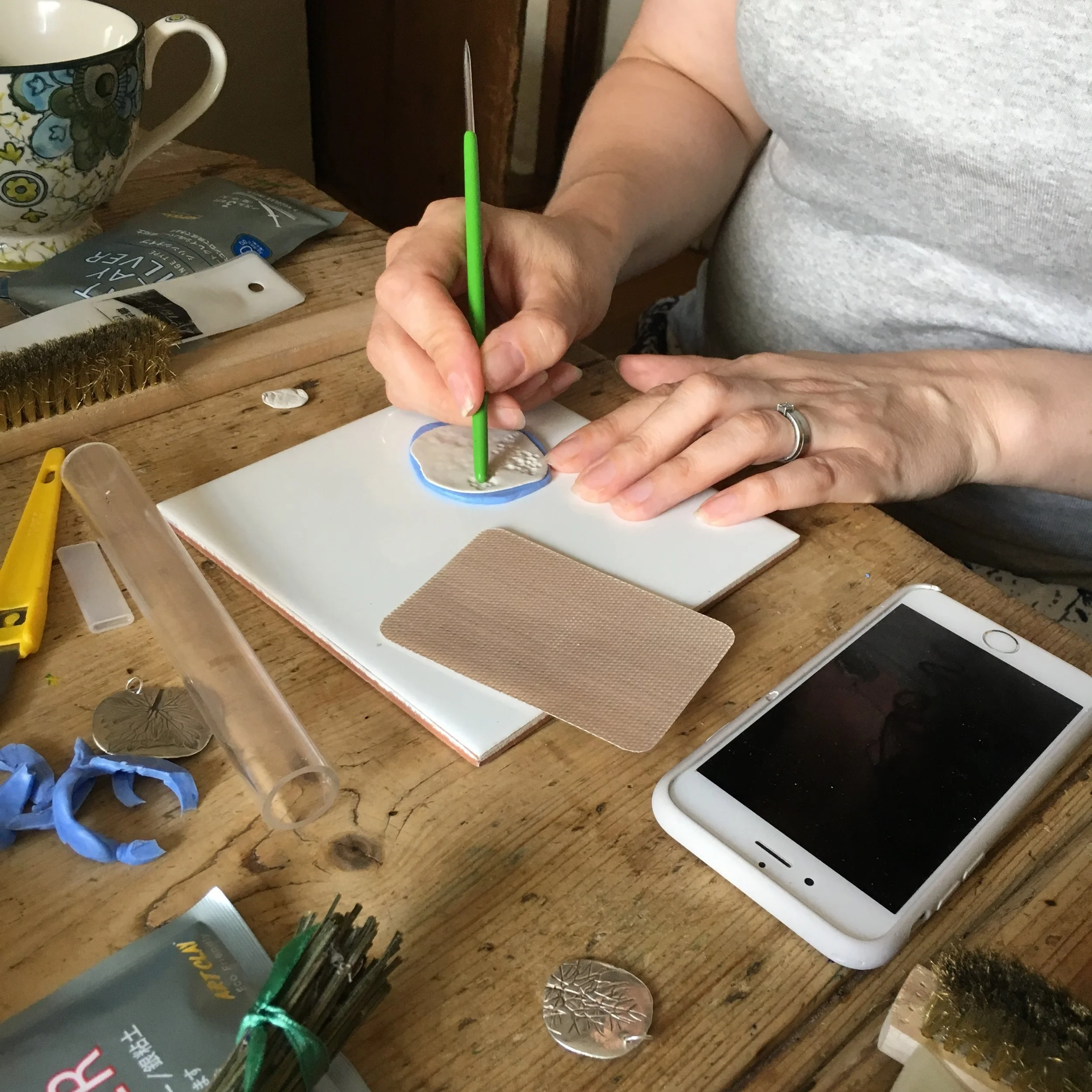 Emma showed us how to stipple and get the most from our impressions in the molds.