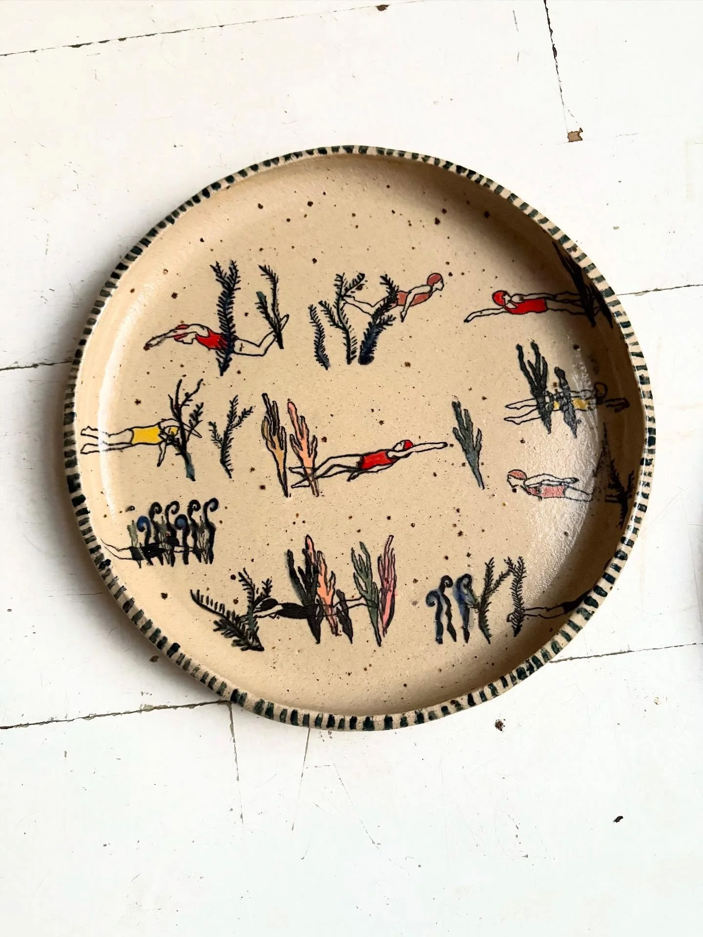 First of many Wild Swimming Plates to emerge from the kiln this evening. 

I will post more tomorrow as well as lots of lovely houses and castles I unloaded today too. 

My next sale is this Thursday 25th September at 7pm. I am going to begin photogr