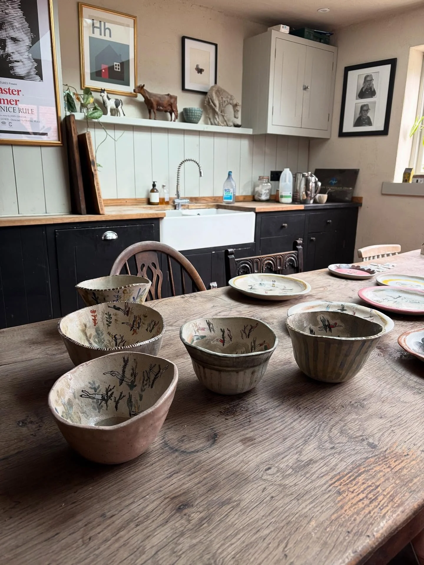 Wild swimmers bowls and plates now on preview in my shop. They will be available to view for a short while and then I will have to make the shop offline again so I can add the houses. Feel free to keep popping back and forth to check on my progress&h