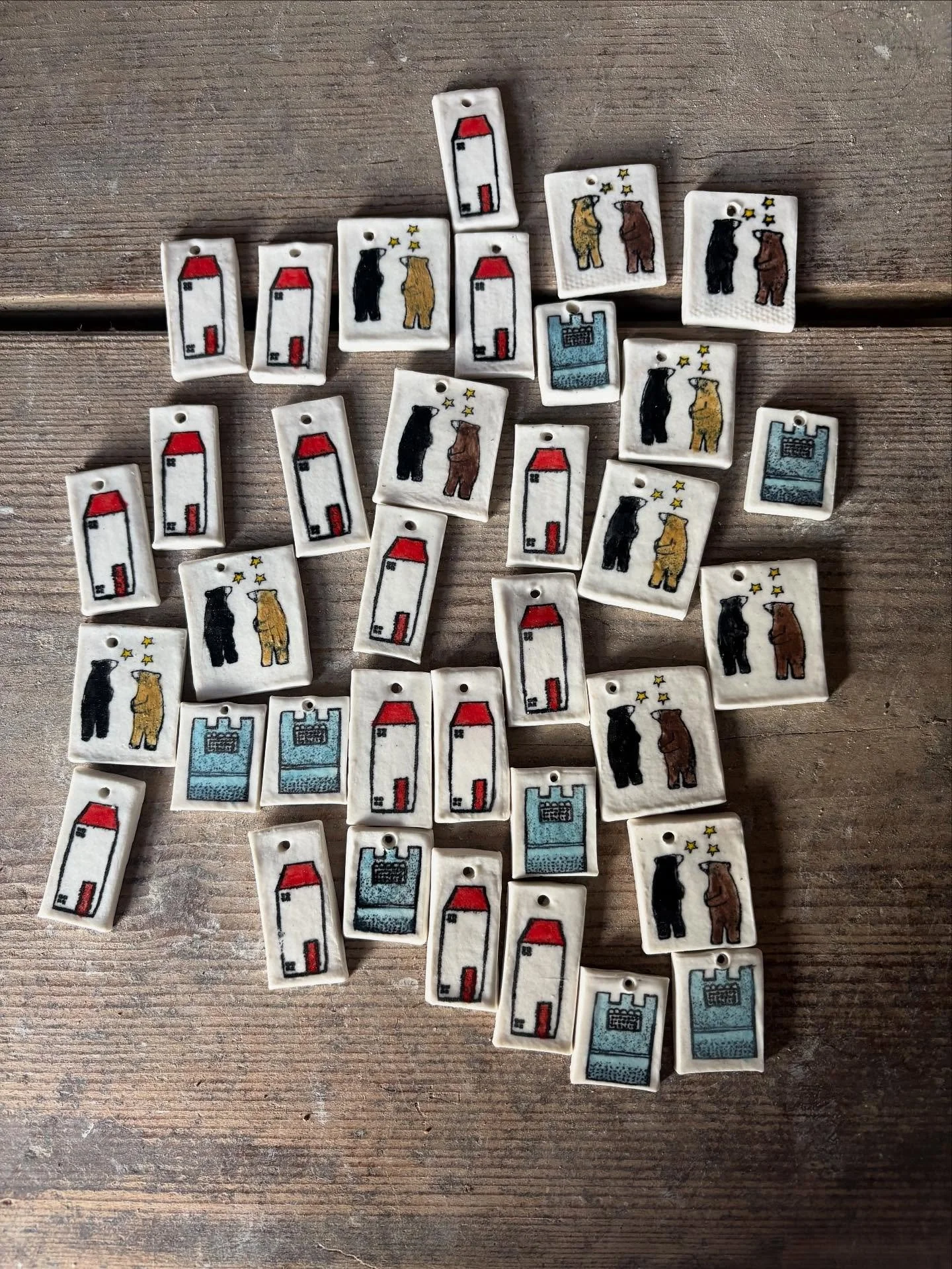 Coming soon&hellip;.. 
 
Haven&rsquo;t quite worked out how soon or in what grouping but these little cuties are emerging from the kiln and waiting for some delicate thread to hang them up. 

My online shop is now in preview mode with everything that