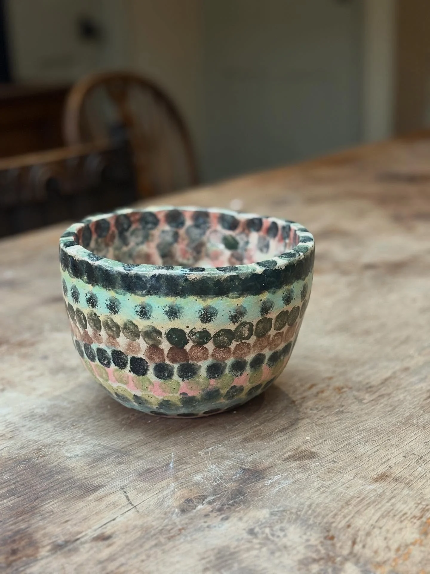 Ooohhh whilst emptying the shelves in the studio I found this absolute beauty which has never been listed on the shop as it is so heavy.

It is essentially an enormous pinch pot and so very tactile with lots of my finger and thumb marks pressed into 