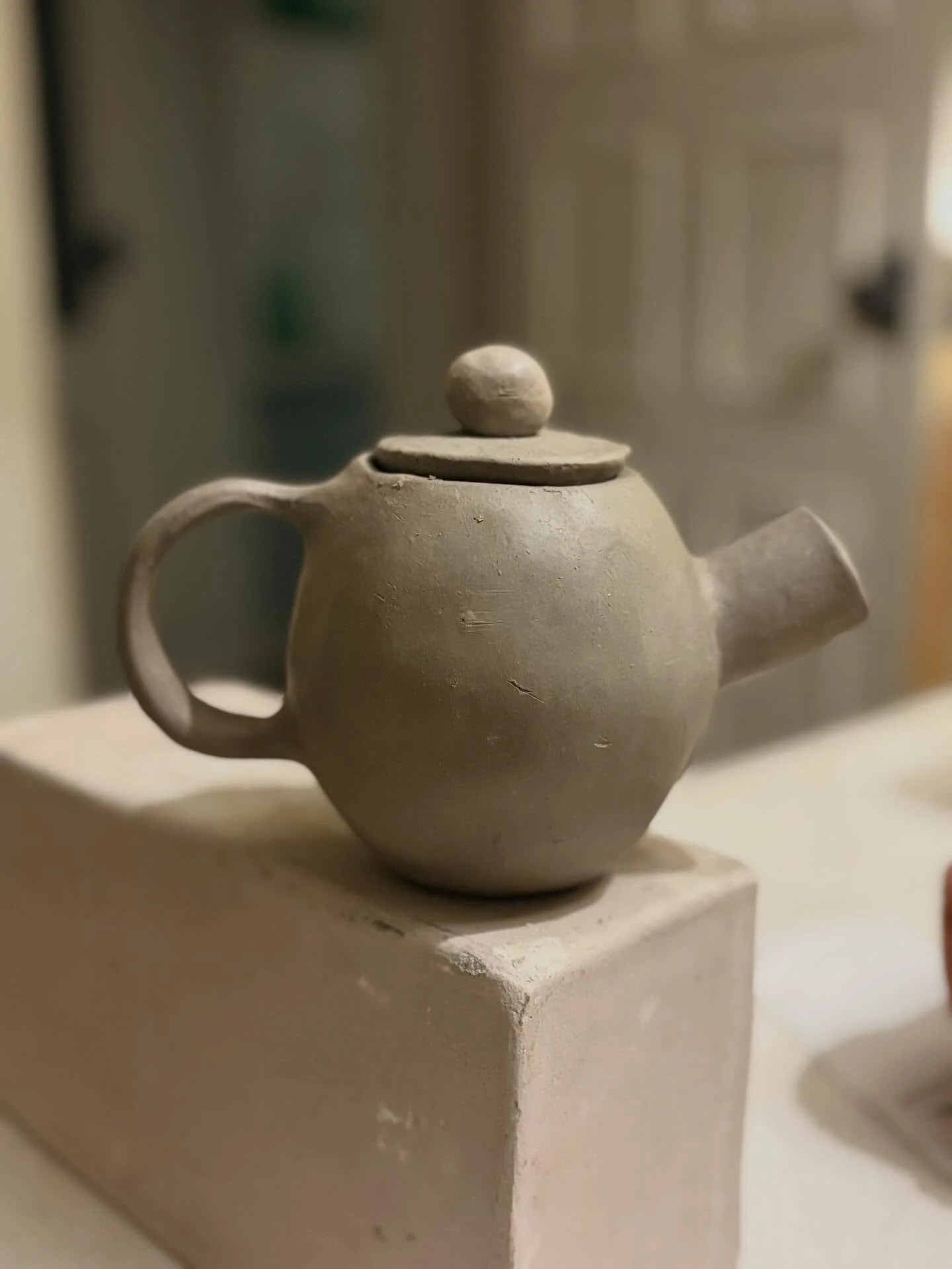 Last night at my inaugural pottery class I demonstrated joining two pinch pots together. This evening I have turned the resulting shape into a teapot. Only the second one I have ever made. Hope it fires successfully- I will repost back&hellip;&hellip
