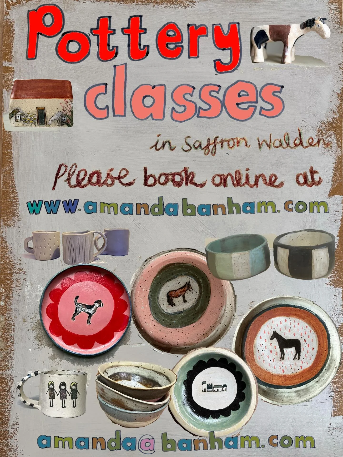 I have spent most of today making this poster to advertise my pottery classes which you can book through my website. They are all at the top of the shop page. I shall be putting it up anywhere I can get away with around town too. 

Now, due to devoti