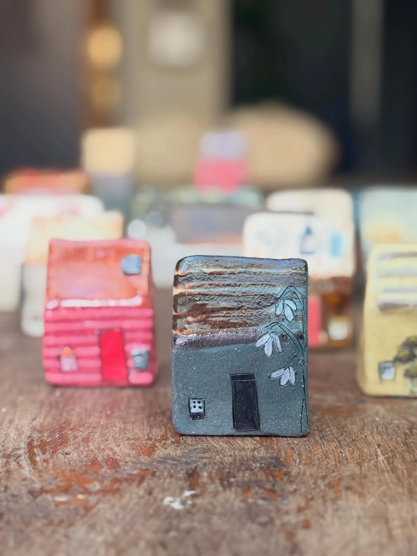 Haven&rsquo;t shared any houses for a while. These snowdrop houses are made with hand dyed clay and hand illustrated. I am still glazing more houses for the sale on Thursday. It will be my biggest sale ever I should imagine as have got a few months w