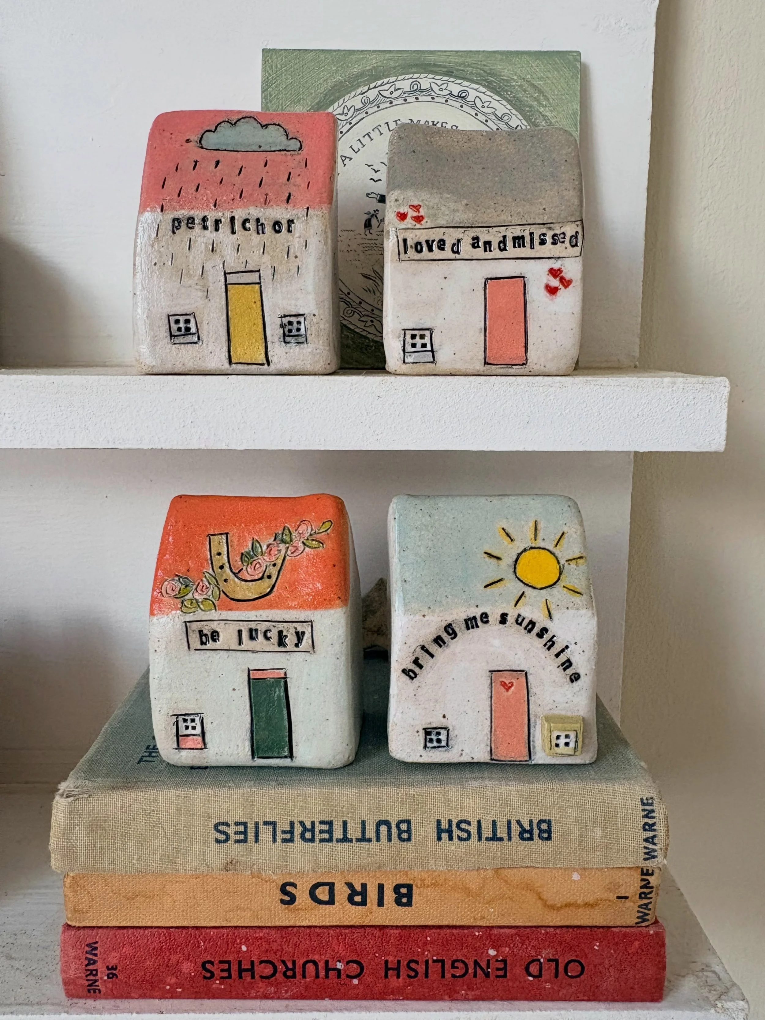 Lots of jolly houses coming out of my kilns at the moment. I have just put all the ponies in the kiln so will be able to show you those too in a few days. 

Still very hot here which has been a challenge to work with at times but I am trying to get a