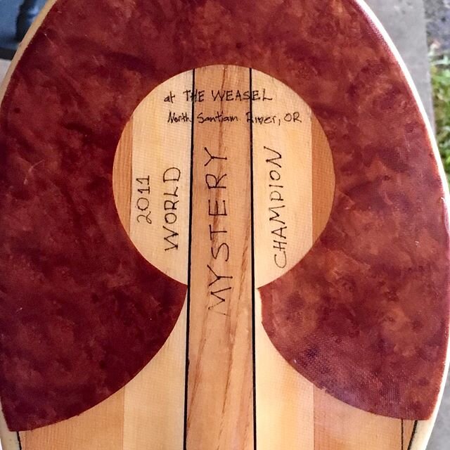 This paddle brings back a lot of memories. I built it for first place prize for squirt worlds in 2011. @tftsbly won with his super human lungs and epic rides at the Weasel. He&rsquo;s put it to good use since then and I was happy to see it again for 