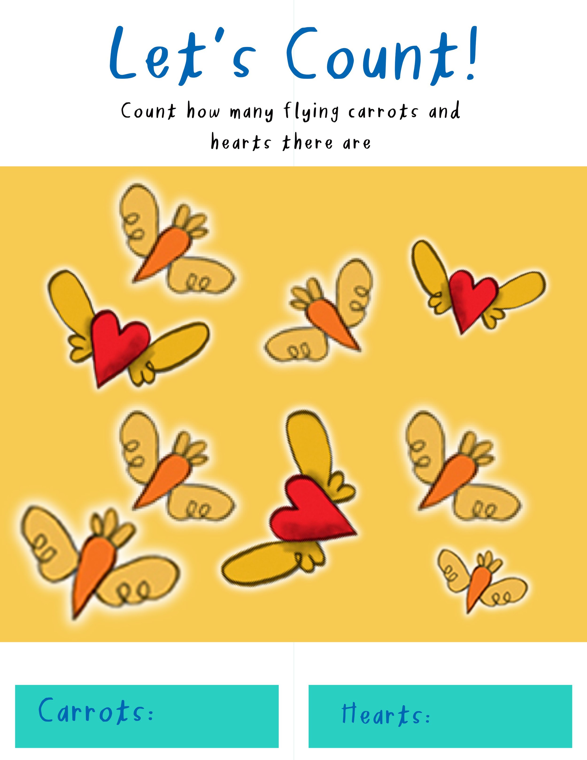 Let's Count: Flying Hearts and Carrots