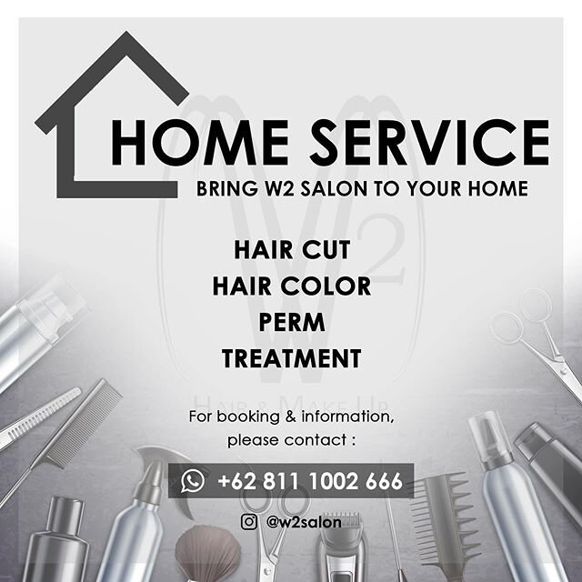 W2 SALON HOME SERVICE 🏡❤️
You can now invite us to fulfill your hair beauty &amp; grooming needs at home.
-
Available services:
CUT, COLOR, PERM, TREATMENT
Contact us now to book your appointment +628111002666 (Whatsapp)
-
We sincerely wish everyone
