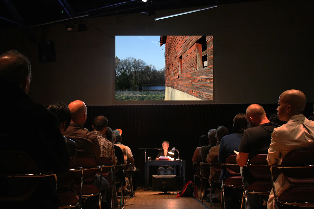 No place like home , performance with projected video and recorded sound, Calderwood Pavilion, Boston Center for the Arts, Boston, MA, 2013 (Photograph: Sarah Hill) 