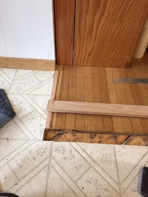 Updating some flooring.  Inlaying Oak Transition