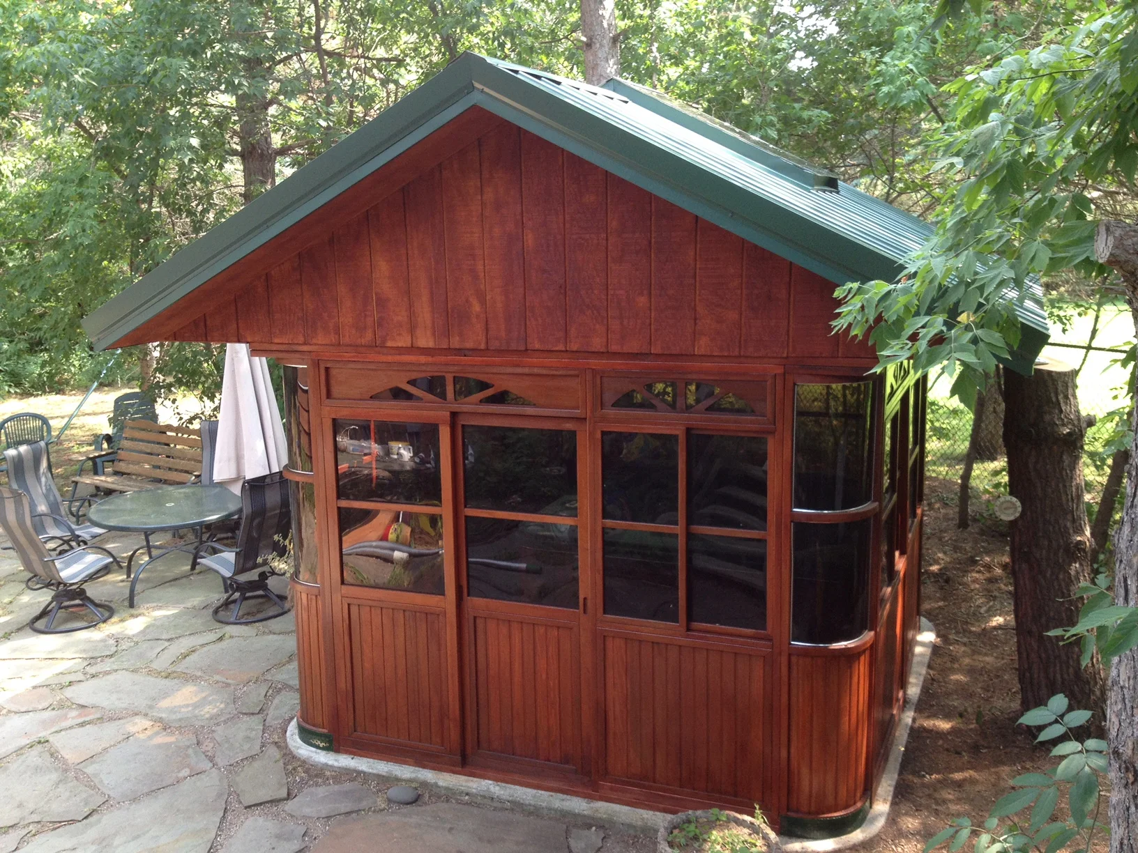 Restored with redesigned trussed roof.